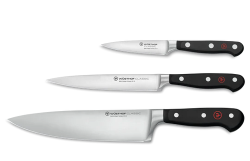 Set de cuchillos Wüsthof de 3 piezas «Classic Black» (con cuchillo para carne)