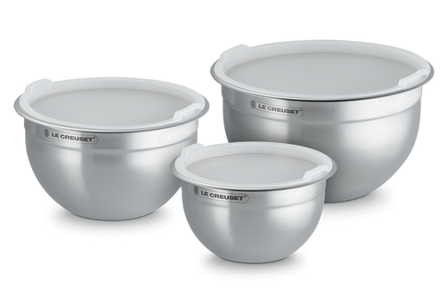 Le Creuset Cuencos para mezclar con tapa de acero inoxidable 3 unidades