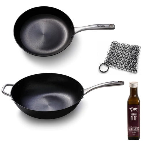 Set de sartenes Skottsberg 'Cast Iron' | Con estropajo y aceite de curado