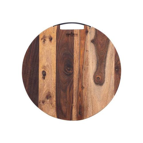 Bowls and Dishes Pure Rose Wood Tabla de servir redonda 1 mango de metal Ø 40 cm