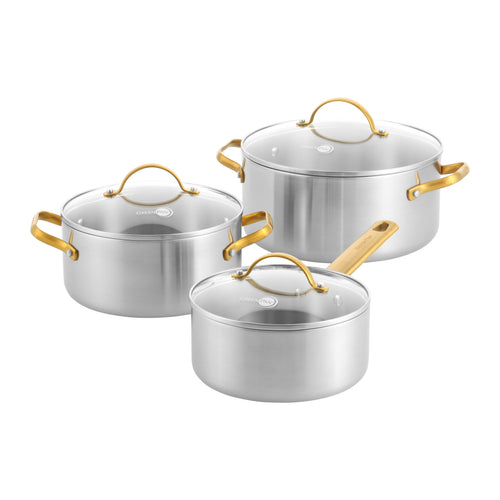 Greenpan Juego de 3 Cacerolas de Acero Inoxidable 'Padova Reserve'